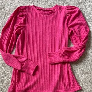 Pink Ribbed Long Sleeve Top